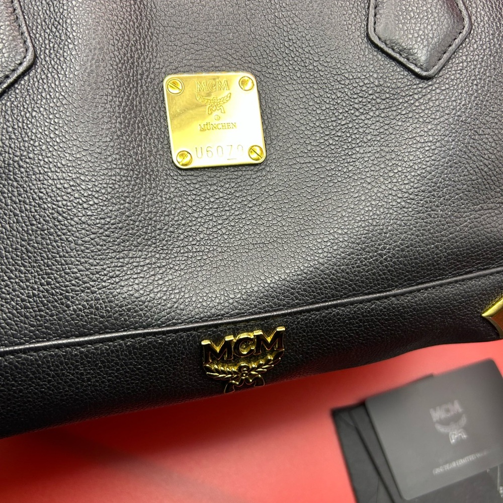MCM Black Leather Duffel with Gold Details - Picture 11 of 16